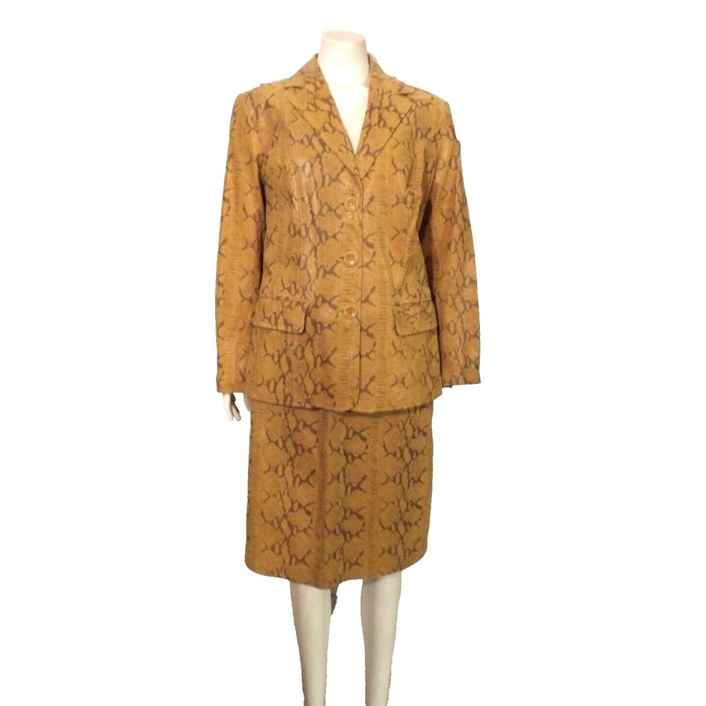 Terry Lewis Classic Luxuries Genuine Leather Snakeskin Print Blazer & Skirt READ